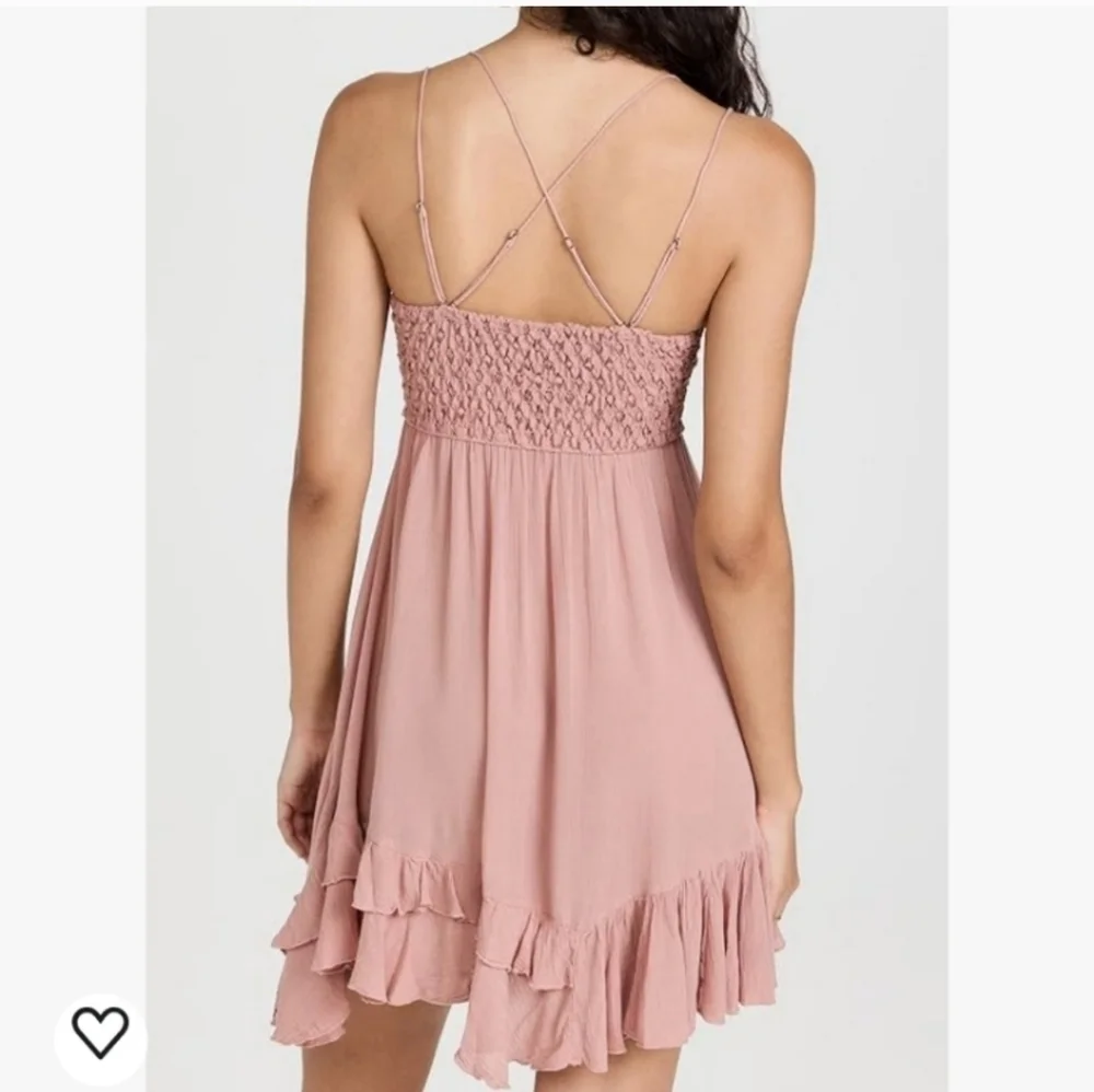 Free People Intimately Womens Adella V-Neck Slip Dress Sz XS Rose Lace & Ruffles